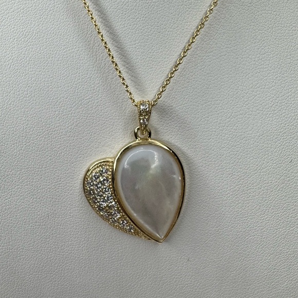 18K Gold, Sterling Silver, Mother of Pearl Necklace - Picture 3 of 5